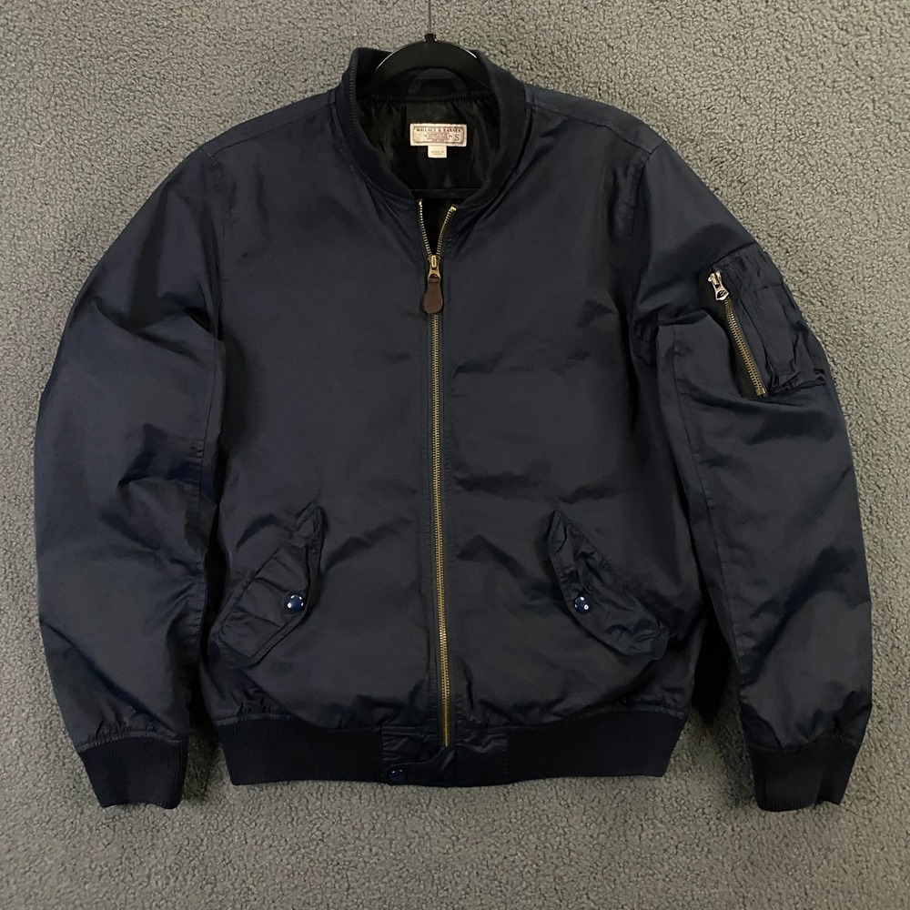 Wallace & Barnes Bomber Jacket Mens Small MA-1 Flight Pilot Nylon Talon Zip Blue
